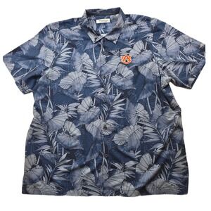 Tommy Bahama Performance Shirt Mens 2XL Blue Auburn Tigers IslandZone Leaf NEW